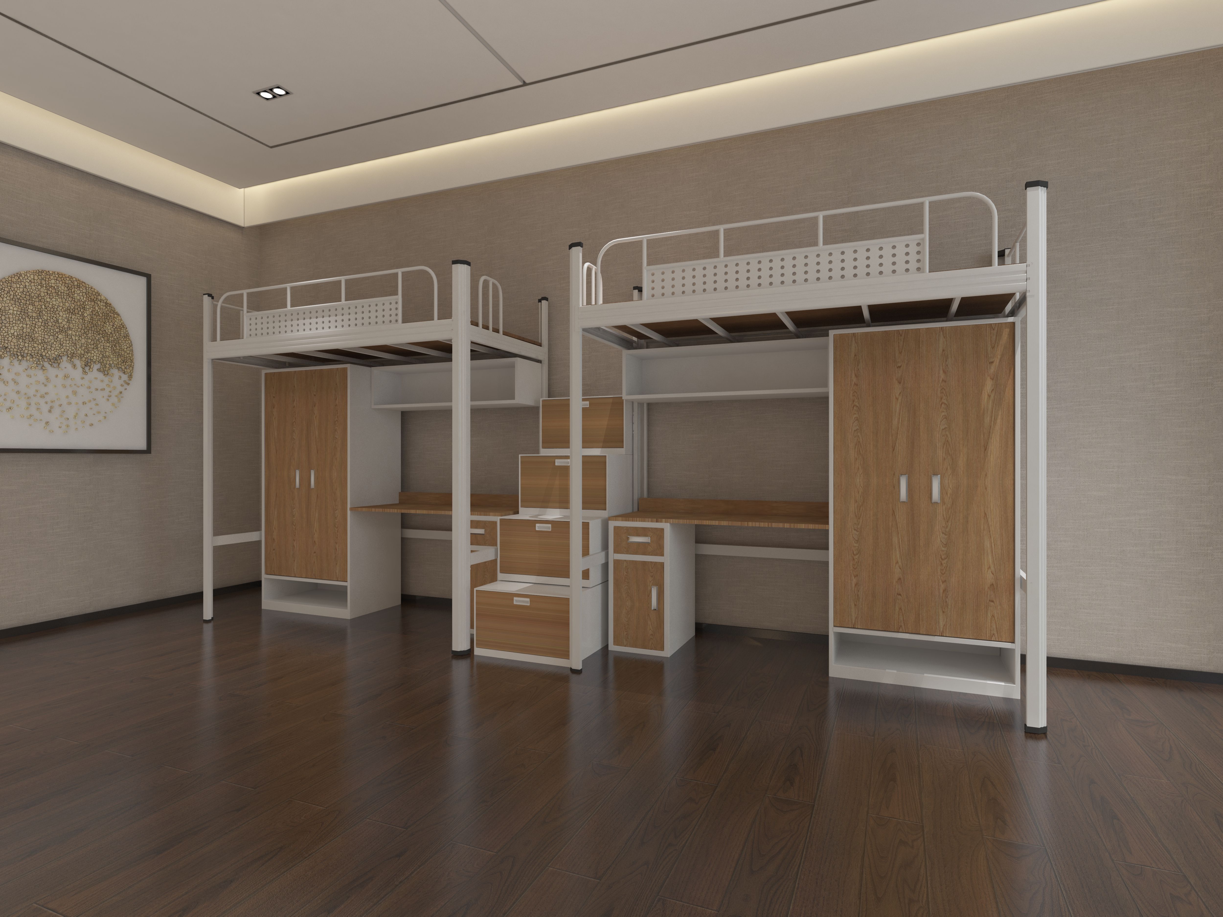 連體公寓床 公寓床上床下桌設(shè)計風(fēng)格